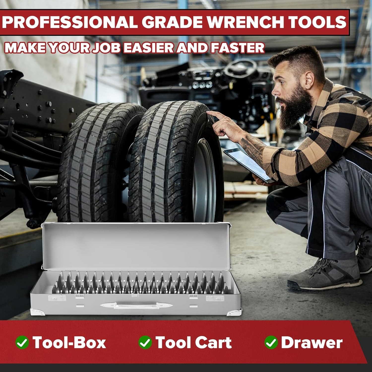 40PCS Modular Wrench Organizer Holder – Tool 40 PCS, Black