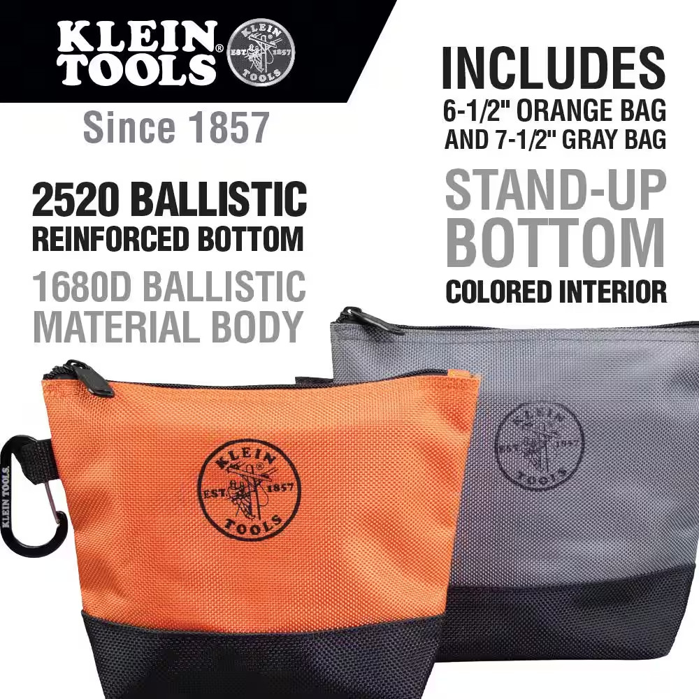 Klein Tools 9 In. Stand-Up Zipper Tool Bag (2-Pack) NEW