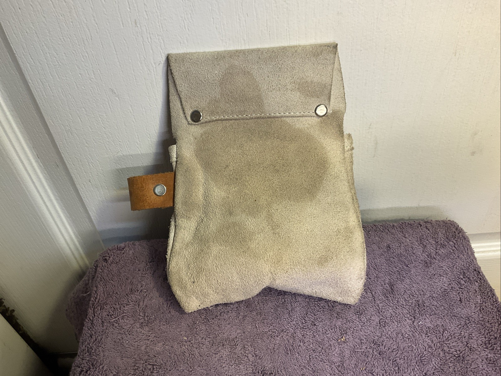 Small Suede Tool Pouch-Nail Apron Carpenter Bag W/Hammer Loop