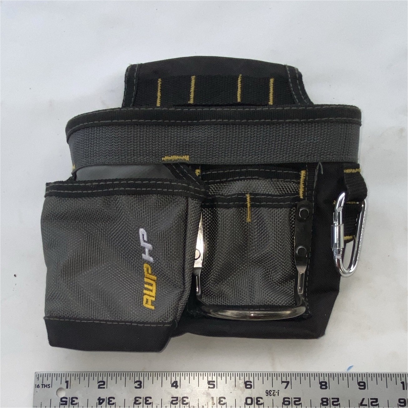 AWP HP Gray/Black/Yellow Tool Pouch Medium w/ Metal Clip, Carabiner
