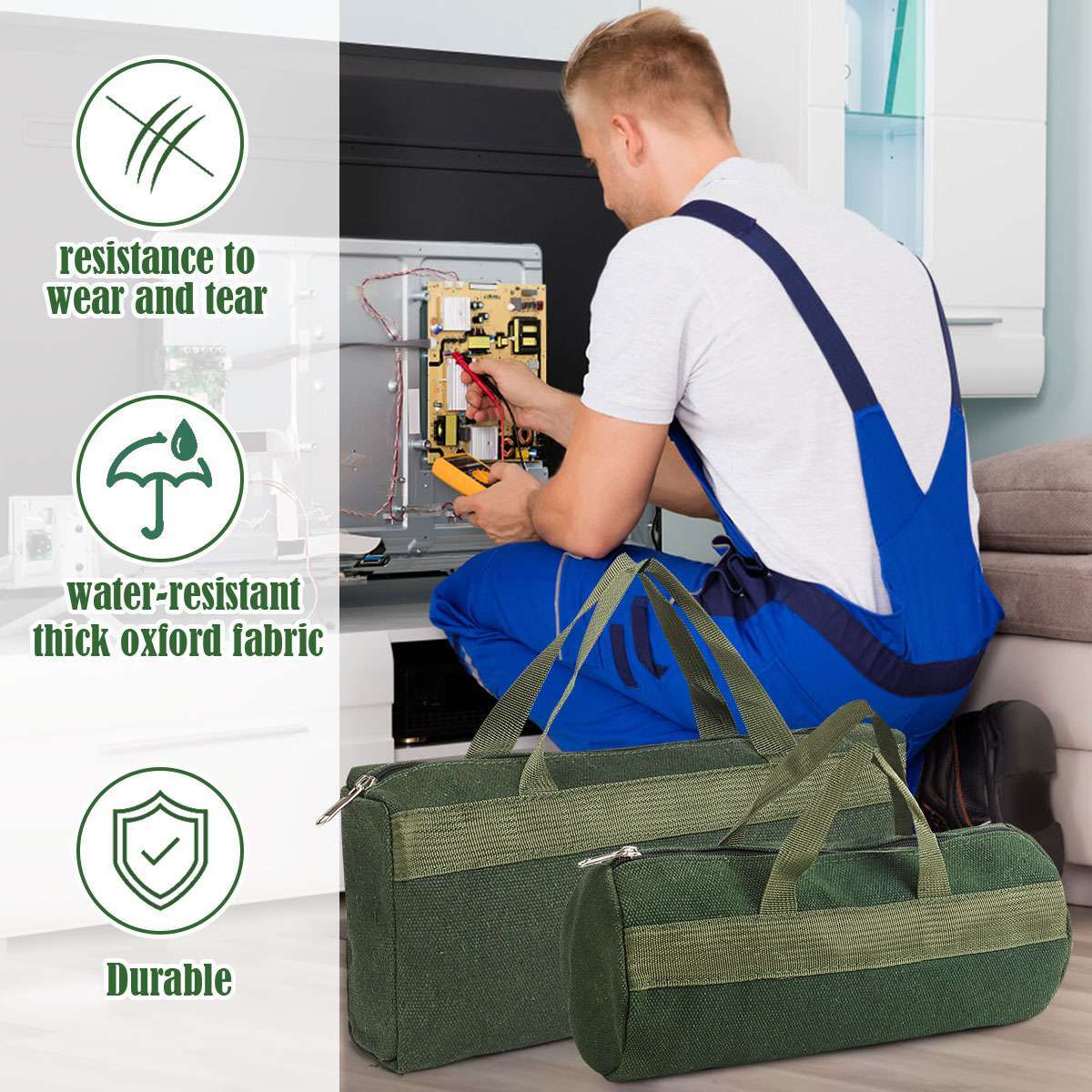 Heavy Duty Canvas Tool Bag Carry Tote Storage Work Utility Mechanics Waterproof