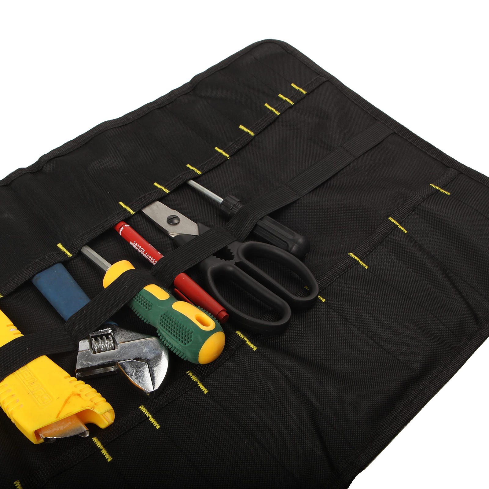 22 pocket Tool Bag Canvas Wrench Roll Up 23 inches x 14 inches, 1pc Blue