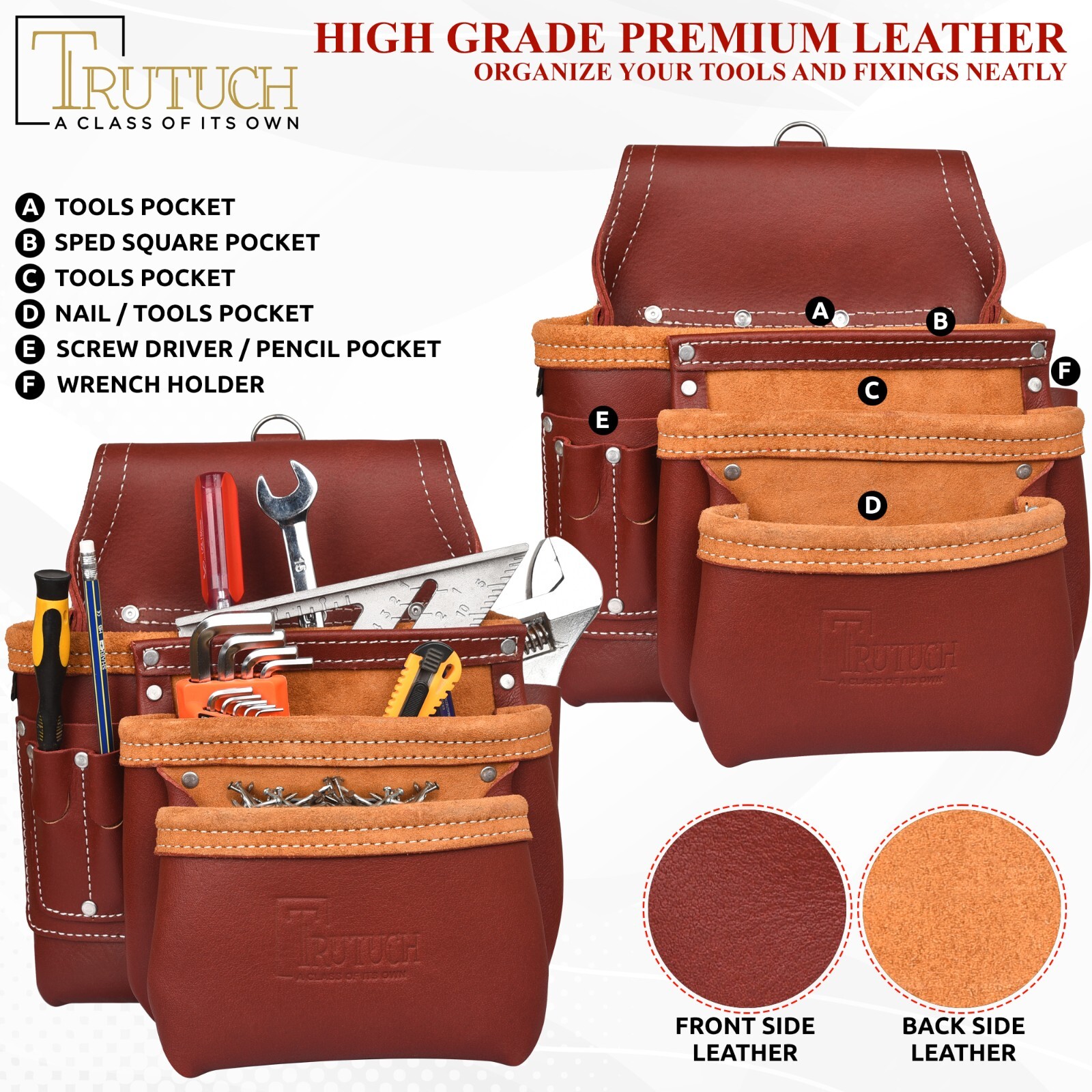 Leather Tool Belt | Carpenter Tool Pouch | Framers Tool Belt | Handyman Belt
