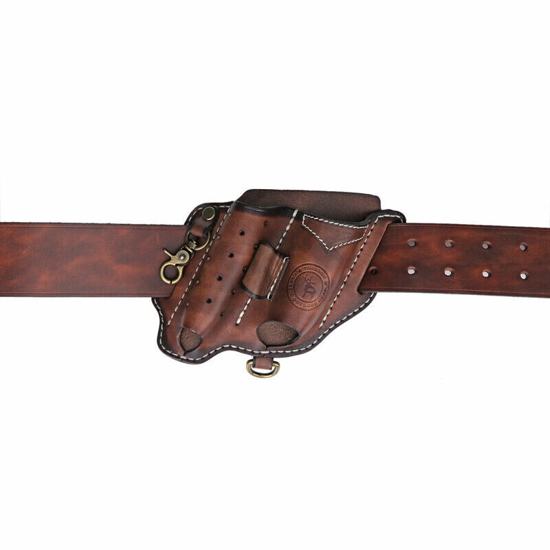Leather EDC Multitool Pouch Flashlight Holder Knife Sheath Belt Holster-TOURBON