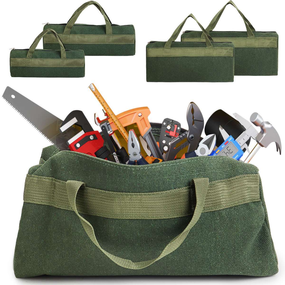 Heavy Duty Canvas Tool Bag Carry Tote Storage Work Utility Mechanics Waterproof