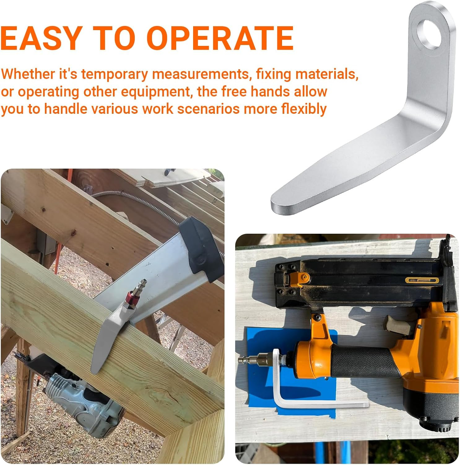 Pneumatic Tool L Shaped Rafter Hook,1/4-Inch Aluminum Nail Gun Belt Hooks Tool