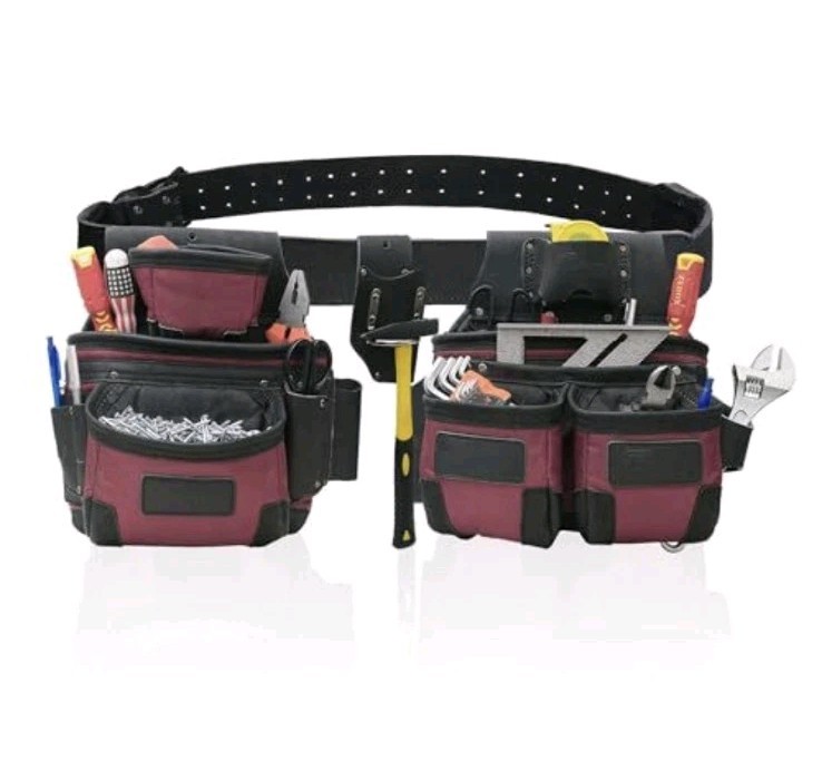 Trutuch Leather Carpenter Tool Belt | 18 Pockets | Framers Tool Belt | Handyman