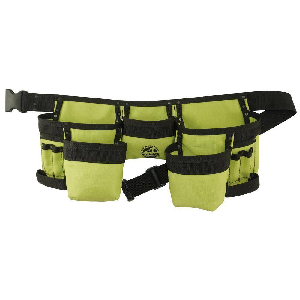 Lime Green Canvas 11-Pocket Finisher Tool Apron
