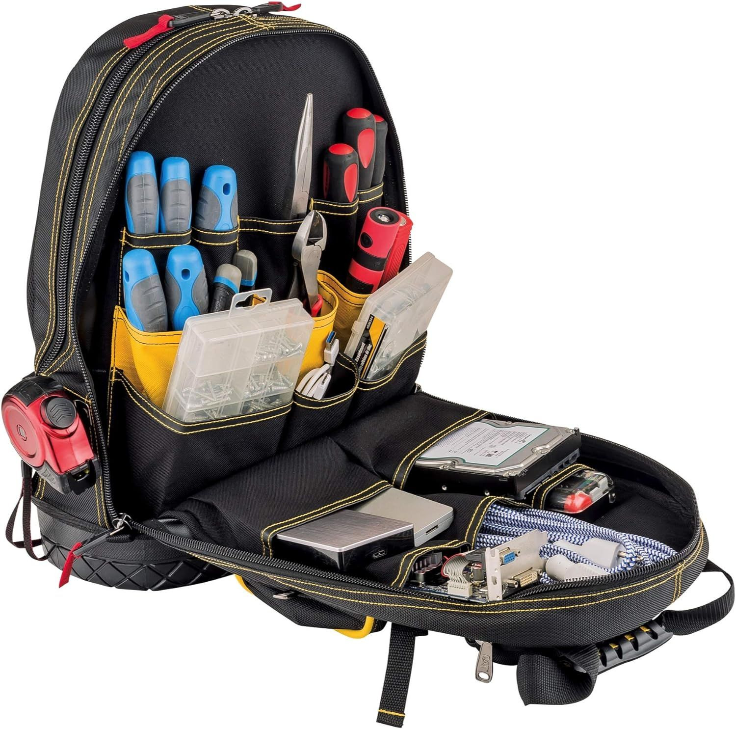 Caterpillar Cat 18″ Pro Tool Backpack, Black 18 in. with 29 Pockets,