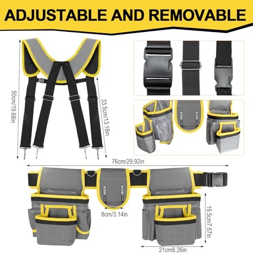 Tool Belts for Men with Magnetic Function, Large Yellow and Black