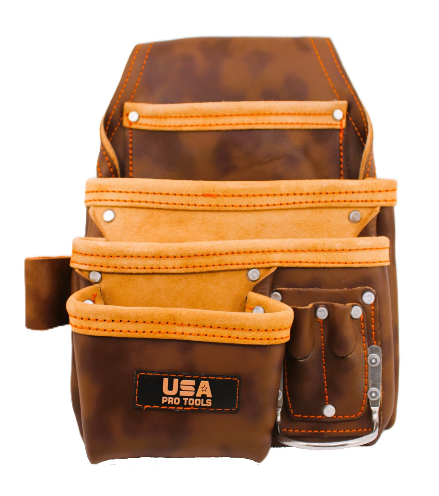 USA Pro Tools Heavy Duty Grain Leather Tool Pouch with Multiple Pockets