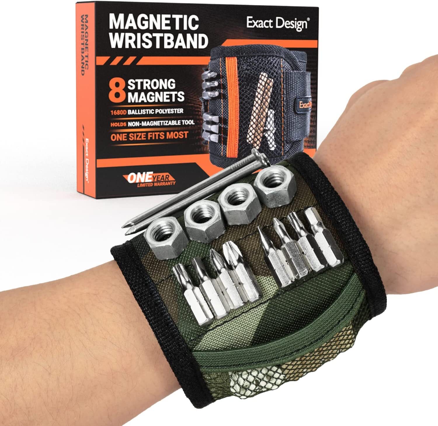 Magnetic Wristband Strong Magnets For Holding Screw Nail Bit DIY Handyman Camo