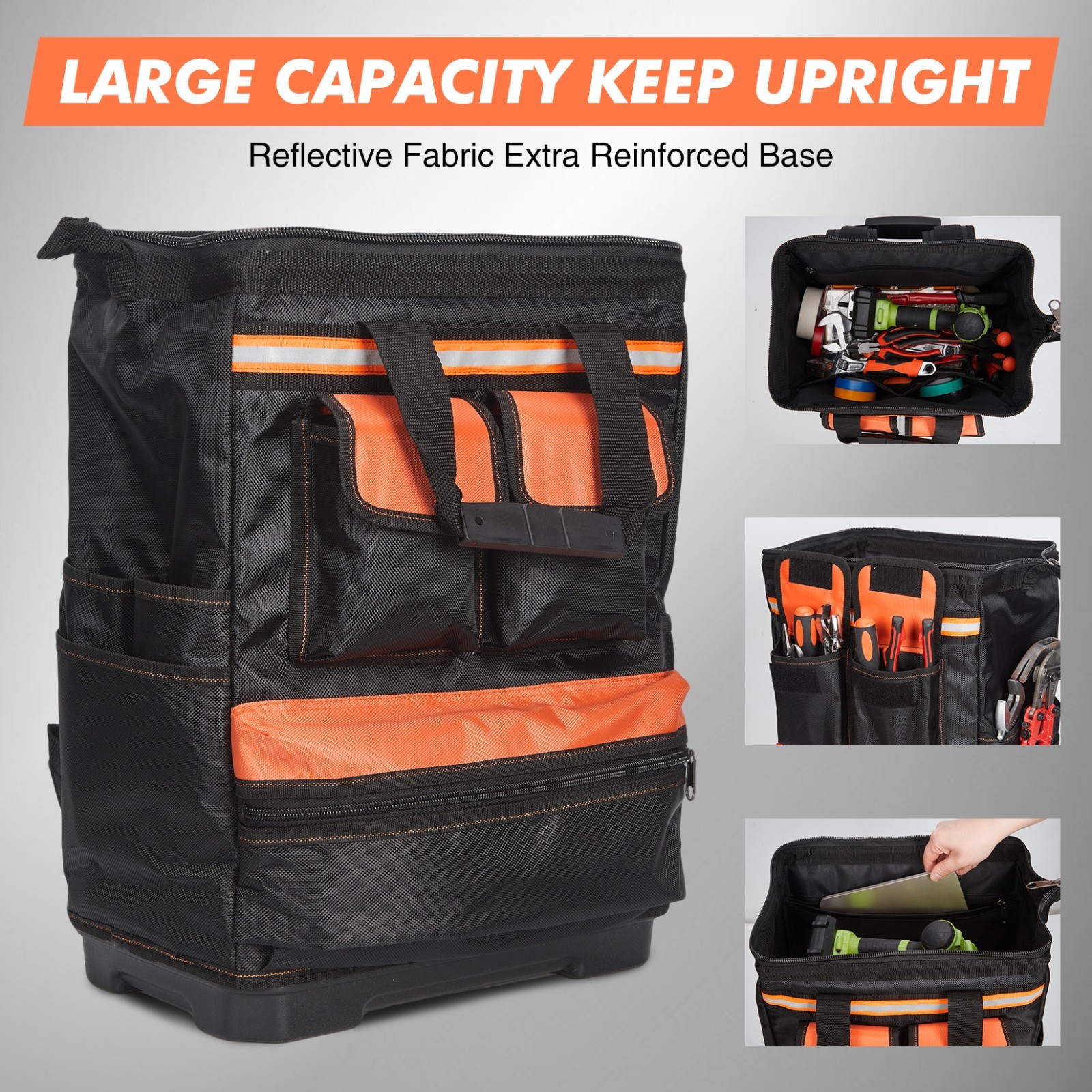 Tool Storage Bag Organizer Tool Backpack with 12 Pockets 1680D Oxford Fabric