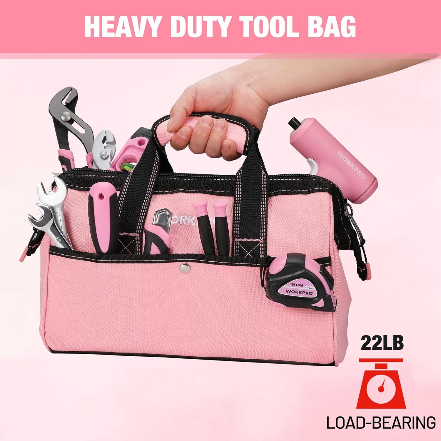 WORKPRO 23 Pcs Kid Tool Set with Storage Bag Hand Tools for Home DIY Woodworking