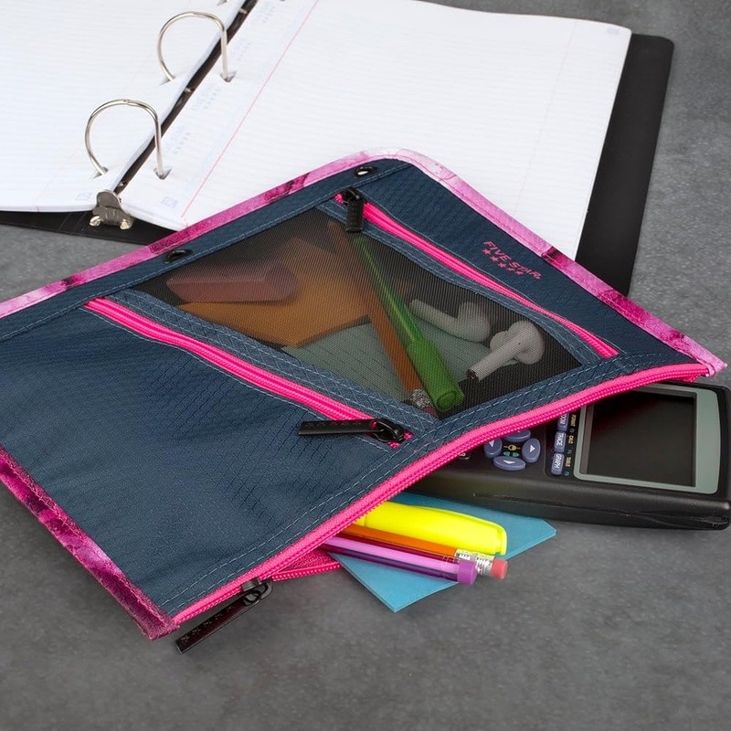 Durable Polyester Storage Pouch W/ 3 Pockets & Micro-Mesh Panel Organization New