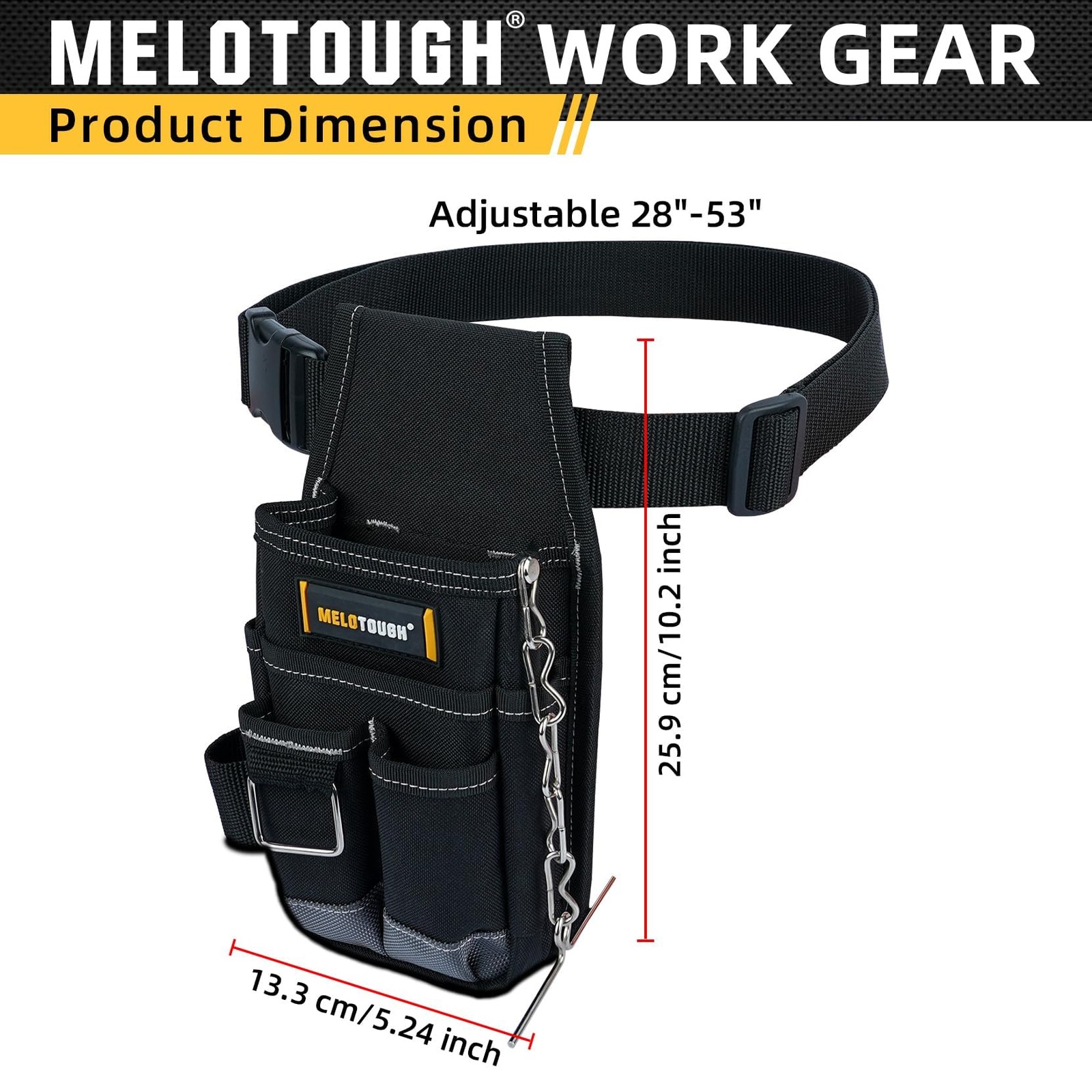MELOTOUGH Pocket Tool Pouch Belt Pouches with Small, Grey/Black
