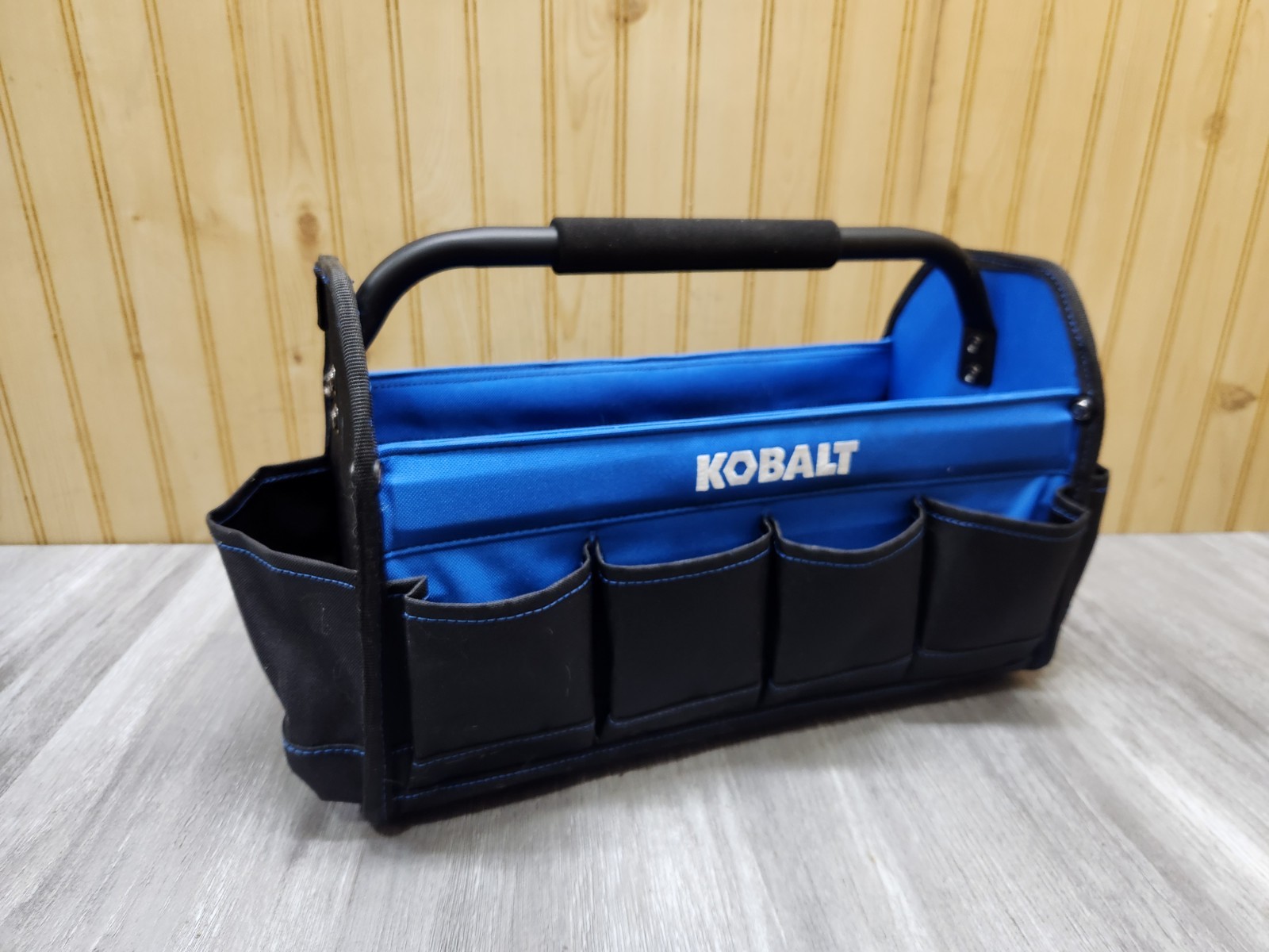 Kobalt Tools 16” in Open Tool Tote Bag 14 Interior Exterior Pockets Heavy Duty