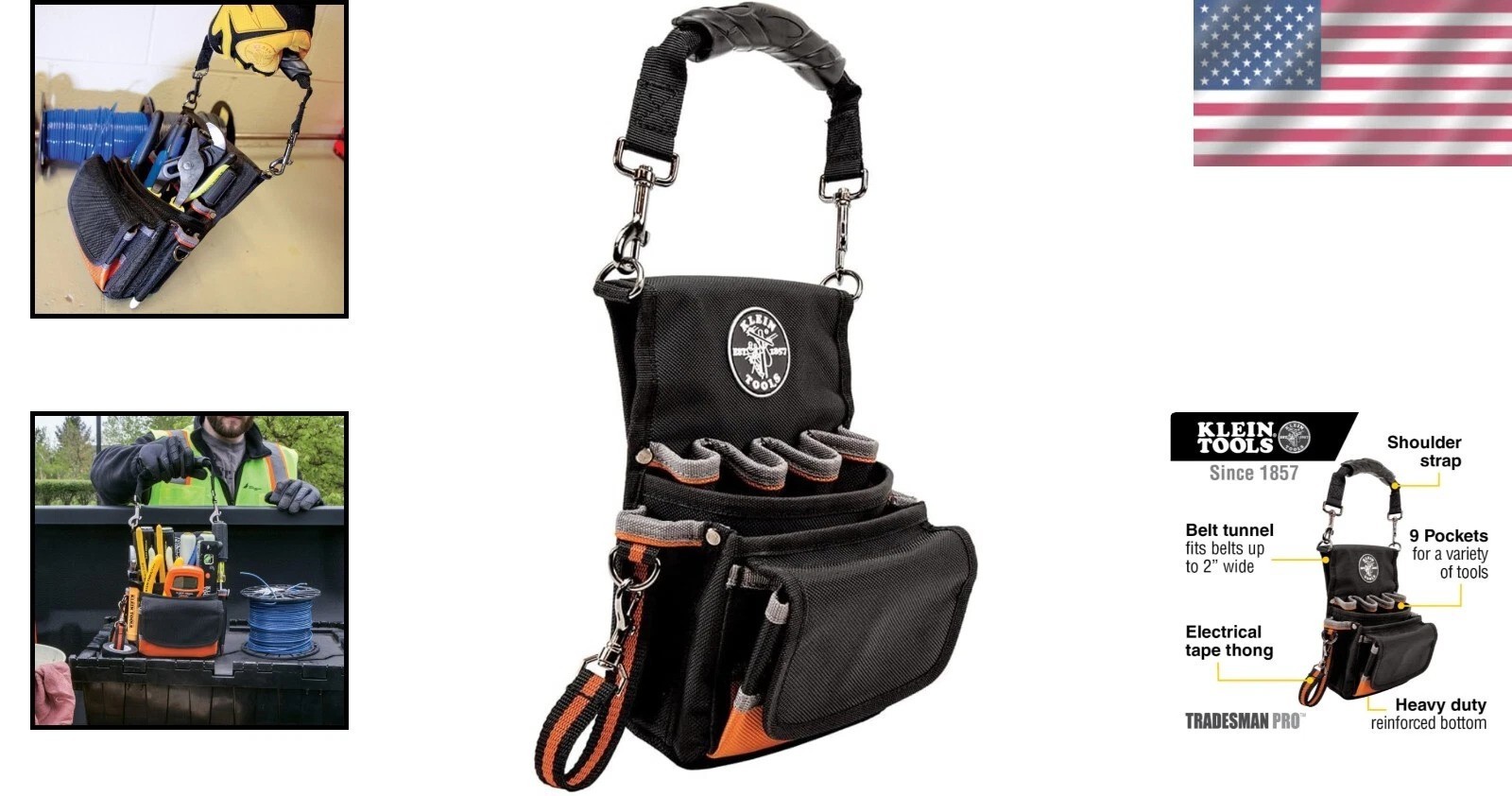 Versatile 9-Pocket Tool Organizer with Shoulder Strap for Hands-Free Carry