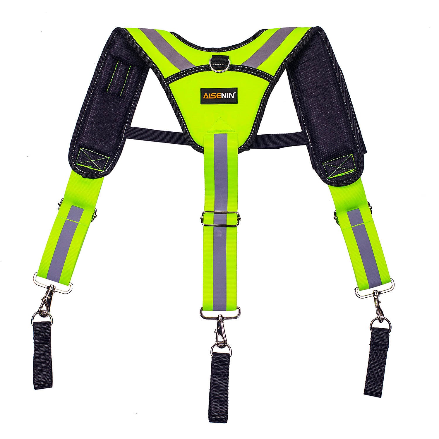 Y-type Fluorescent Green Reflective Tool Suspender Adjustable Padded Shoulder