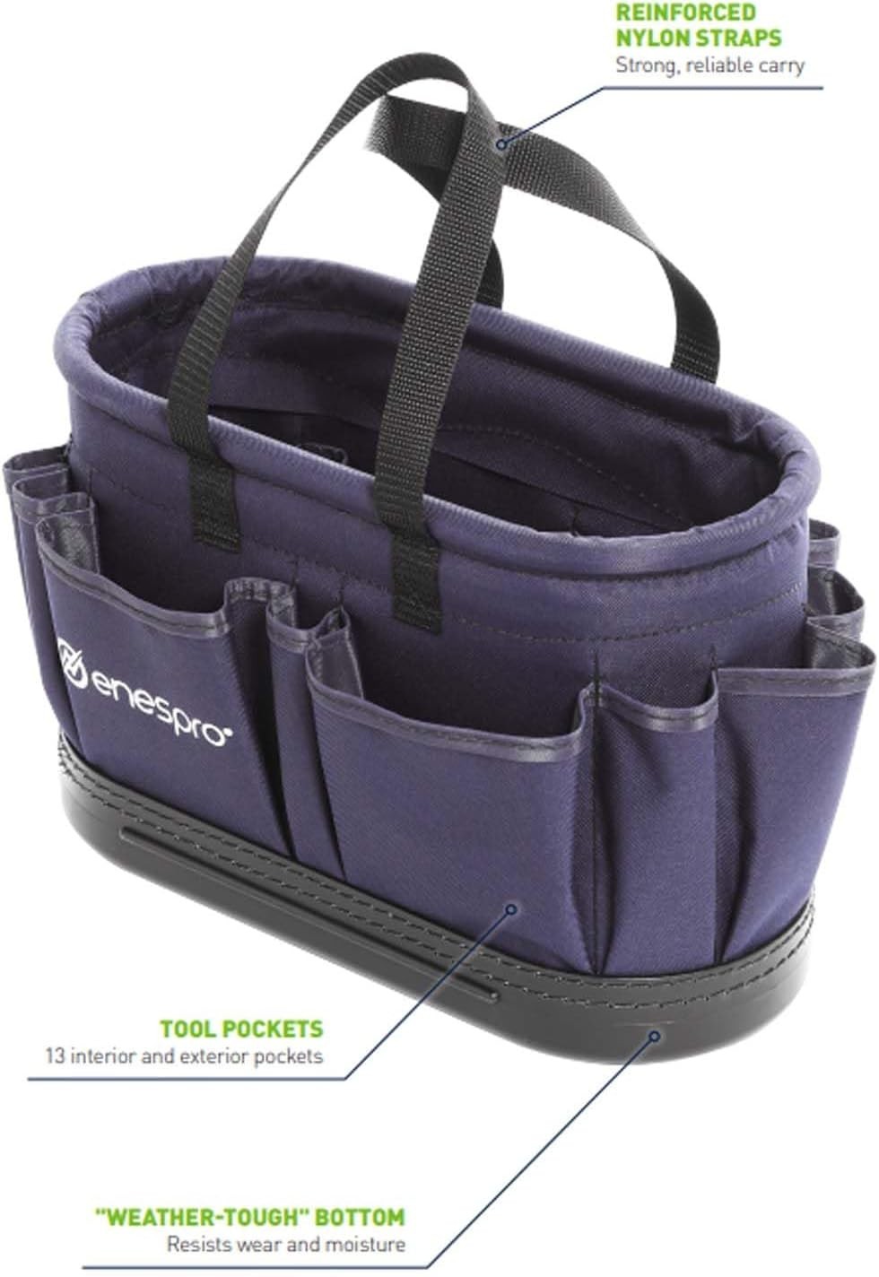 Enespro Multi-Pocket Oval Tool Bucket, 26 Pocket Tool Bag