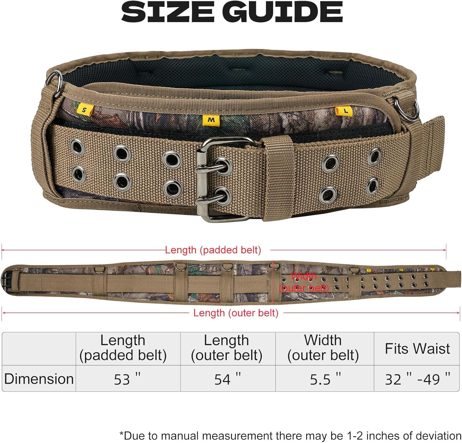 Heavy-Duty Camouflage Tool Belt with Suspenders for Electricians and Carpenters