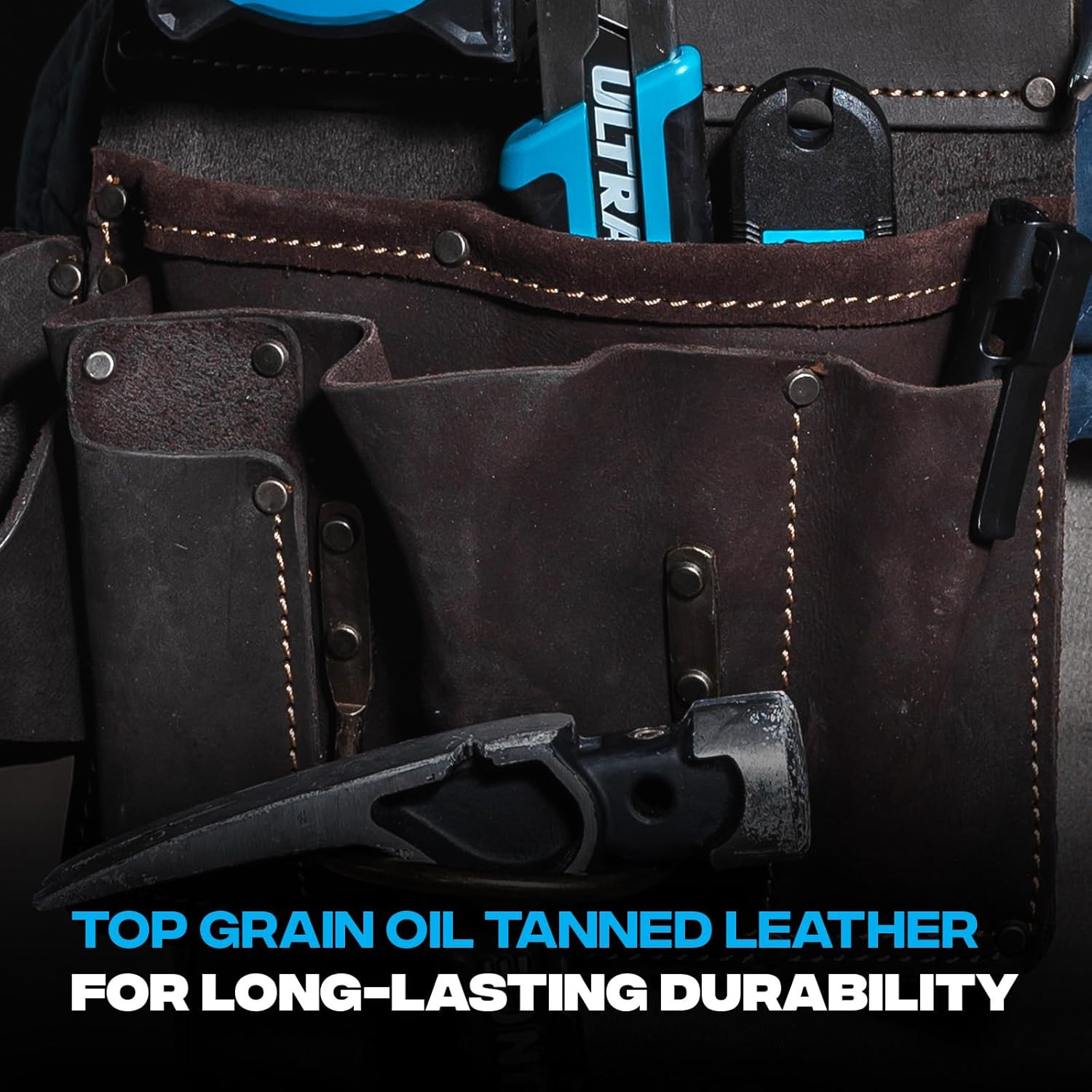 Pro Drywall Tool Belt – 22-Pocket Leather Tool Belt Pouches – (XL) Made of Oil-T