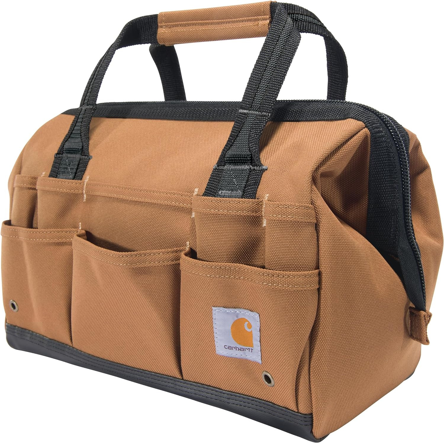Durable 14-Inch Water-Resistant Tool Bag with 26 Pockets – Brown