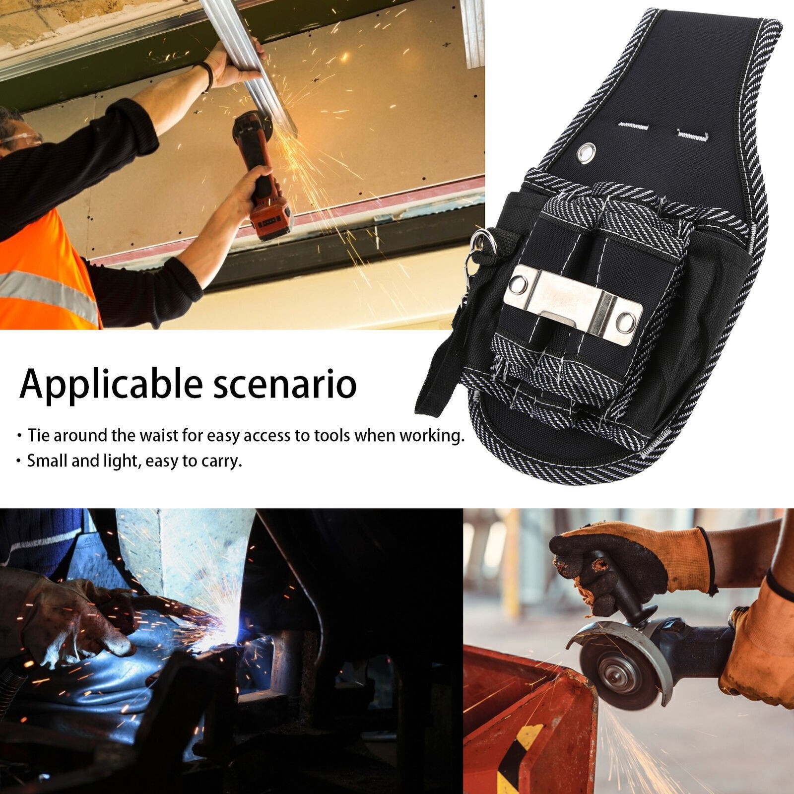 9 in 1 Electrical Tool Bag Waist Hanging Pack MultiFunction Drill Holder