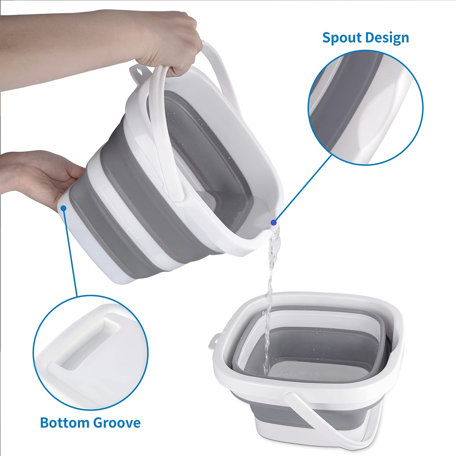 2 Pack Collapsible Buckets 5L 1.3Gallon Small Cleaning Bucket for Household P…