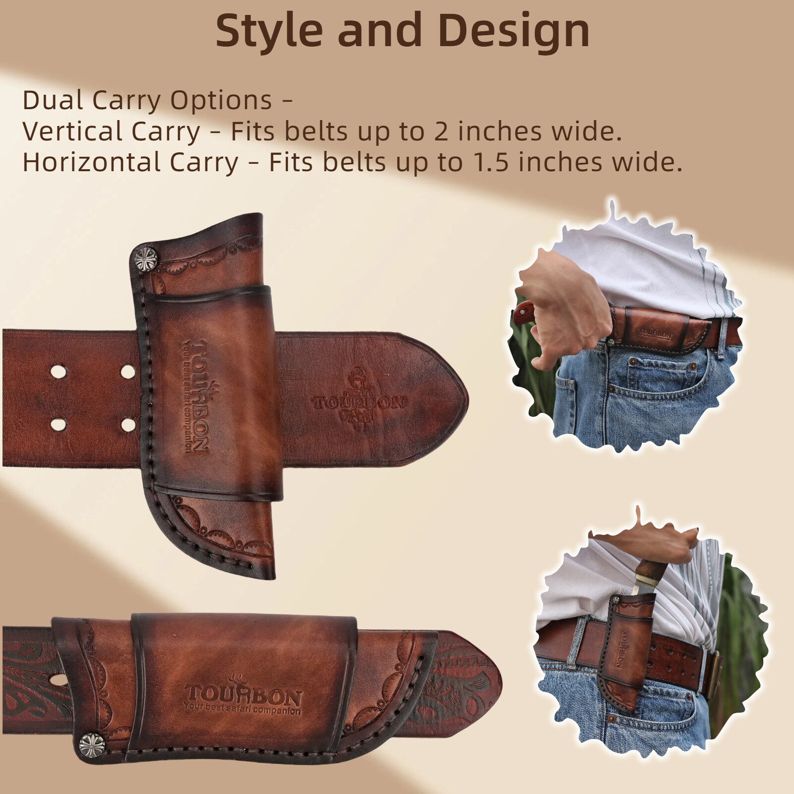 Leather Knife Sheath for Fixed Blade Knives – Belt-Mounted Storage Pocket Case