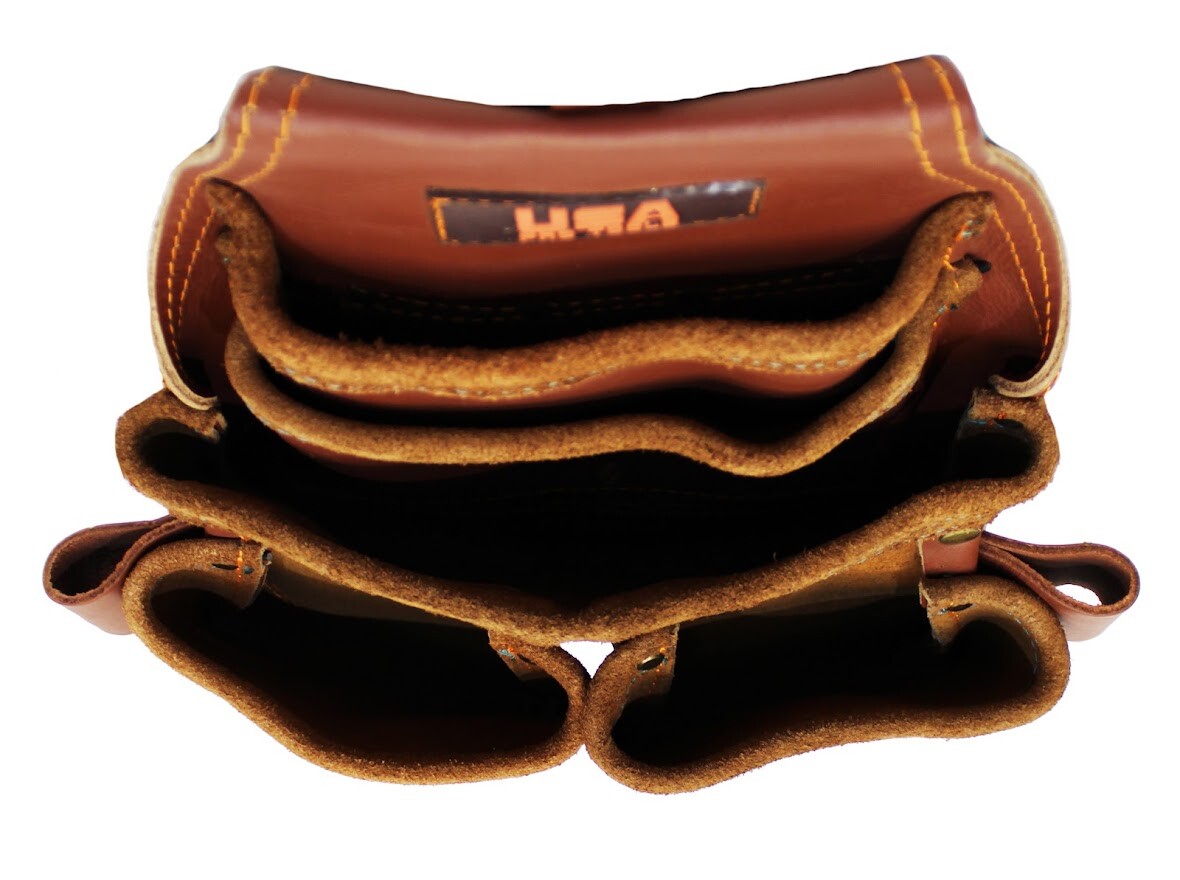 Leather Tool Pouch Extra Big Pockets For Carpenters, Electricians, Construction