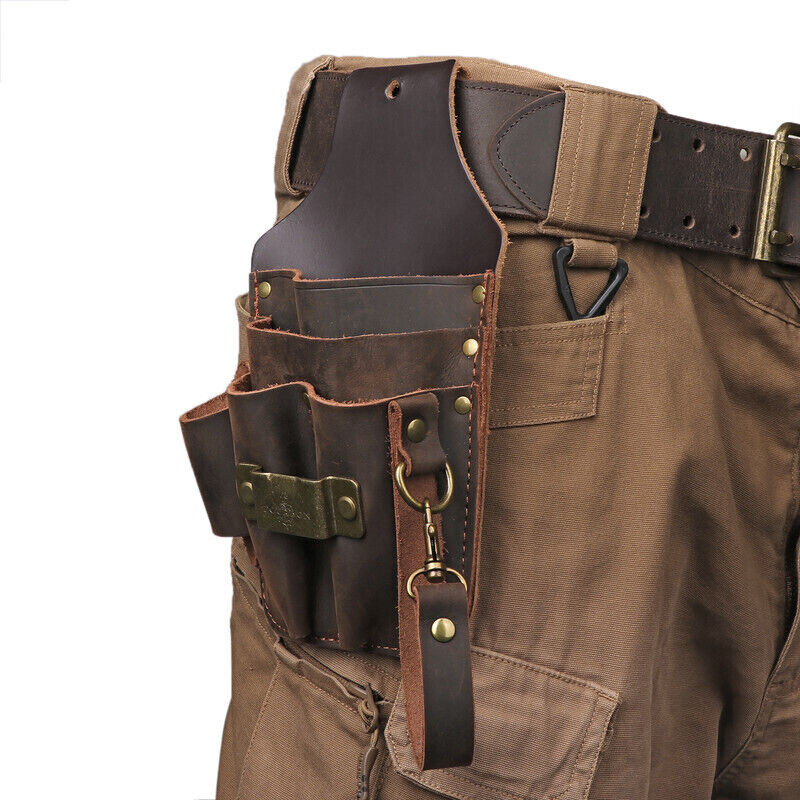 TOURBON Leather 5 in 1 Holster Electric Tape Thong Carry Tool Pouch Belt Holder