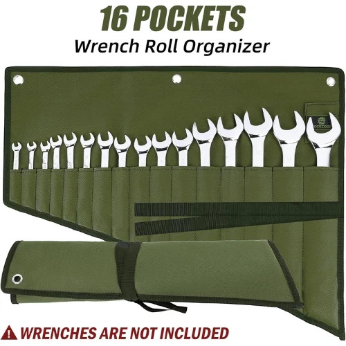 16 Pockets Wrench Roll Organizer Wrench Pouch Roll up with Water Proof Oxford Cl