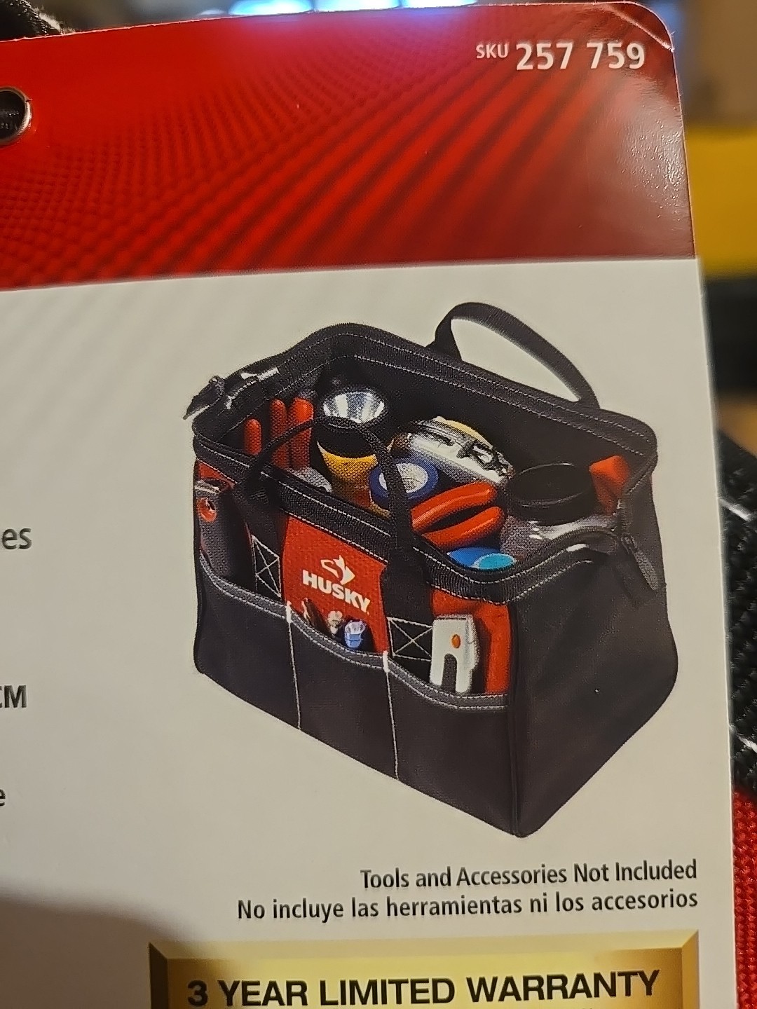 Husky 12” Canvas Tool Bag Tote External & Internal Pockets Zip Close *NEW*