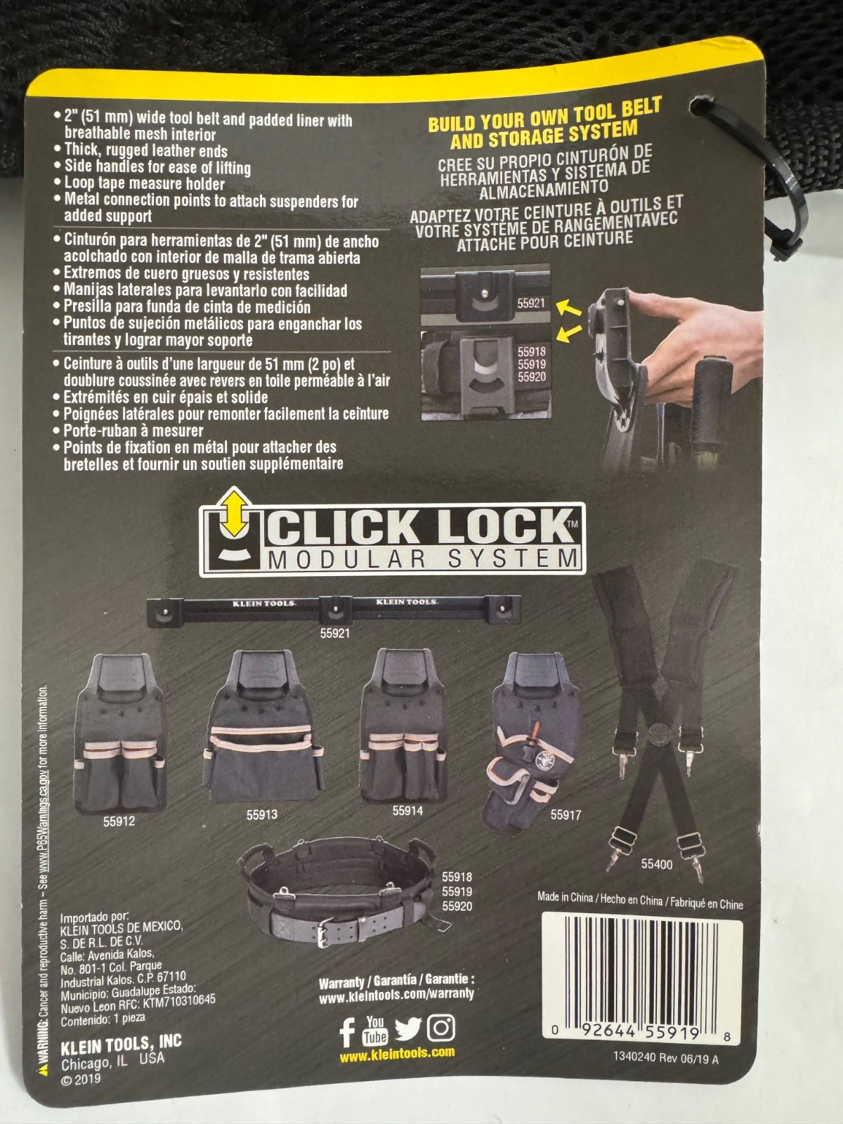 NEW KLEIN TOOLS TRADESMAN PRO MODULAR TOOL BELT SIZE L WAIST 35″ – 39″ 55919