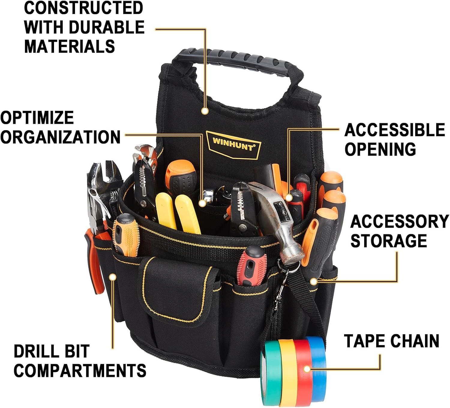Oxford Tool Tote 8in Heavy Duty Multiple Pockets Shoulder Strap Organizer Bag