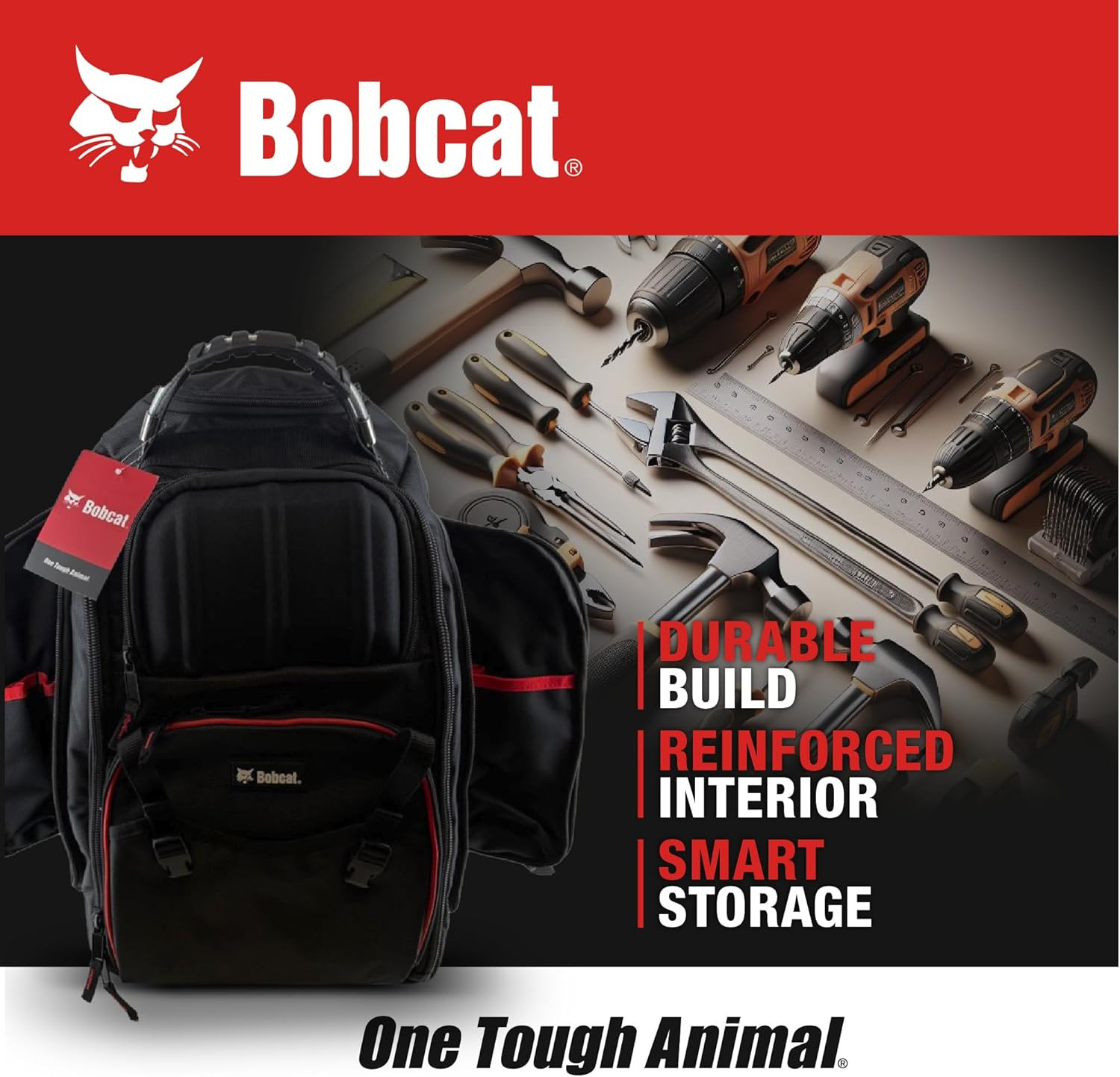 Bobcat 2-In-1 Rolling Tool Bag with Organizer & EVA Pocket – Premium Tools Backp