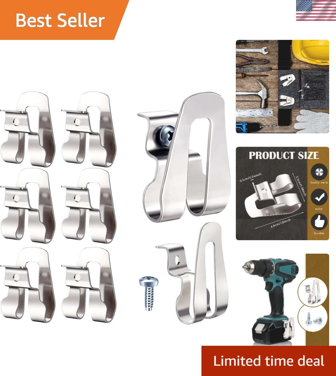 Compact and Rust Resistant 8 Pcs Belt Clip Hooks – Perfect Tool Storage Solution