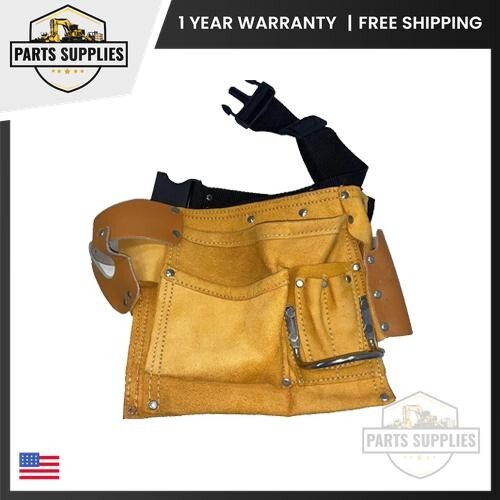 11 Pocket Leather Tool Belt w/ Quick Release Buckle Carpenter Construction Pouch