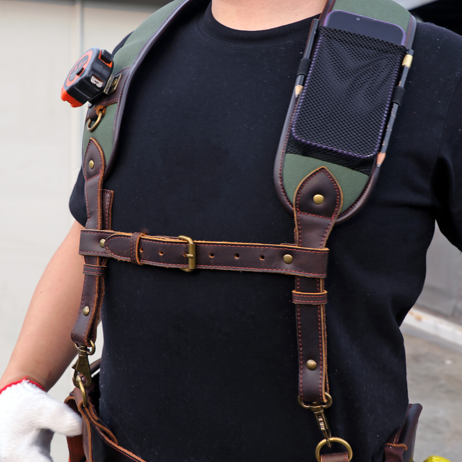 TOURBON Heavy Duty Tools Harness Suspenders Carpenter Rig Belt Contractor Strap