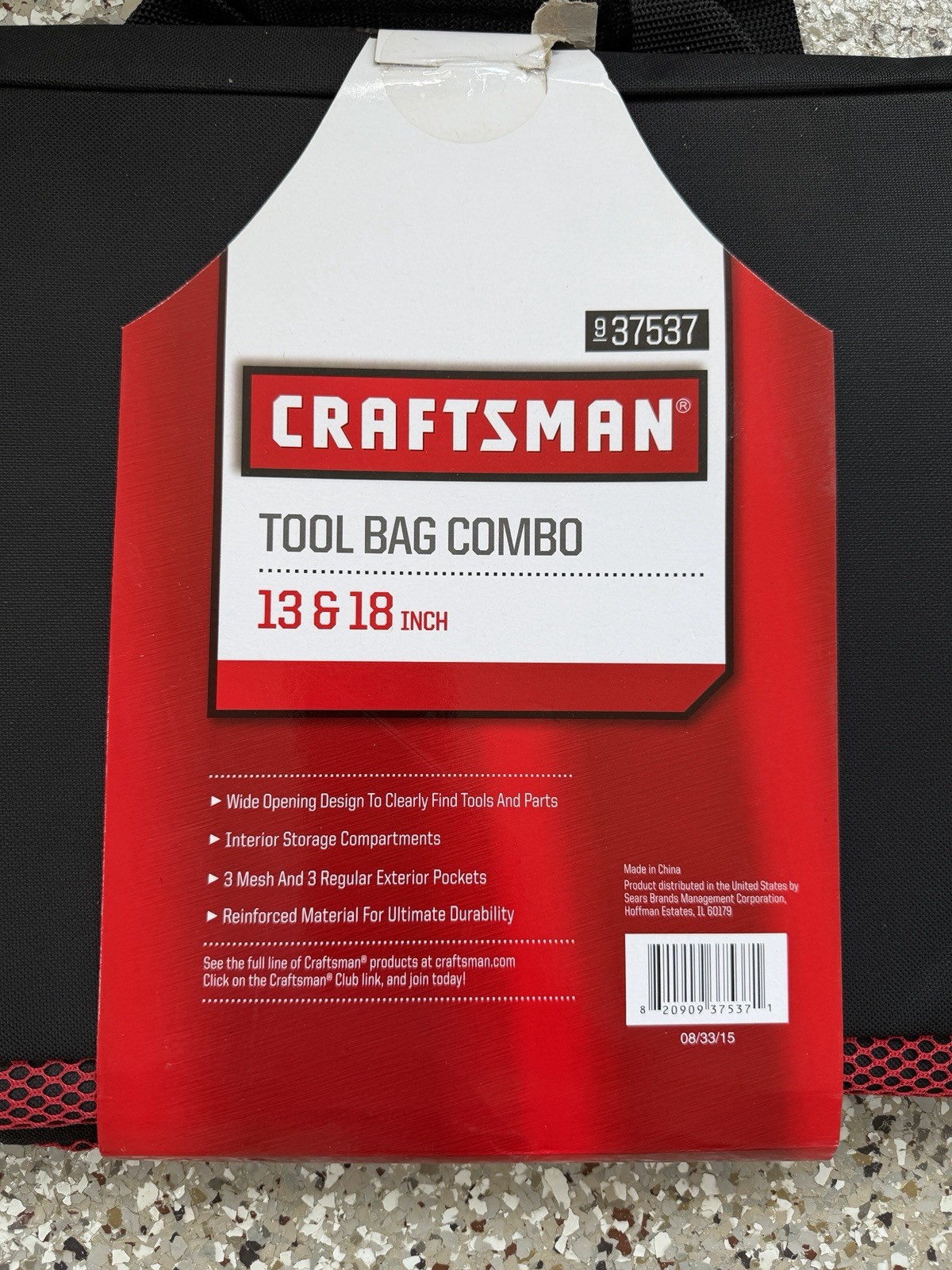 Craftsman 9-37537 Tool Bag Combo 13” & 18” with Wide Opening & Exterior Pockets
