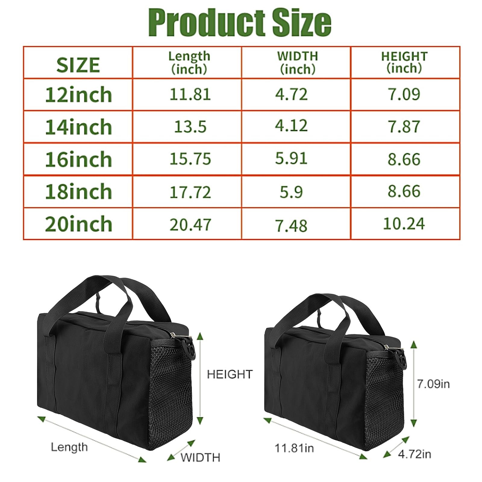 16 Inch Tools Bag, Tool Organizer Tote Bag with Oxford Fabric 16 Inch, Black