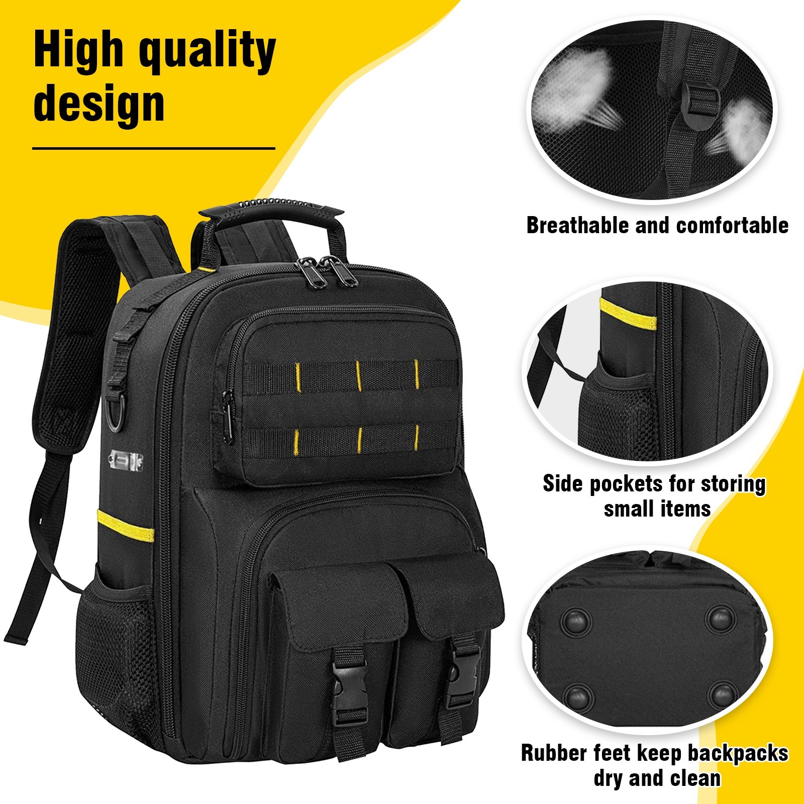 Heavy Duty Tool Backpack for Men Electrician HVAC Construction Bag w/ 59 Pockets