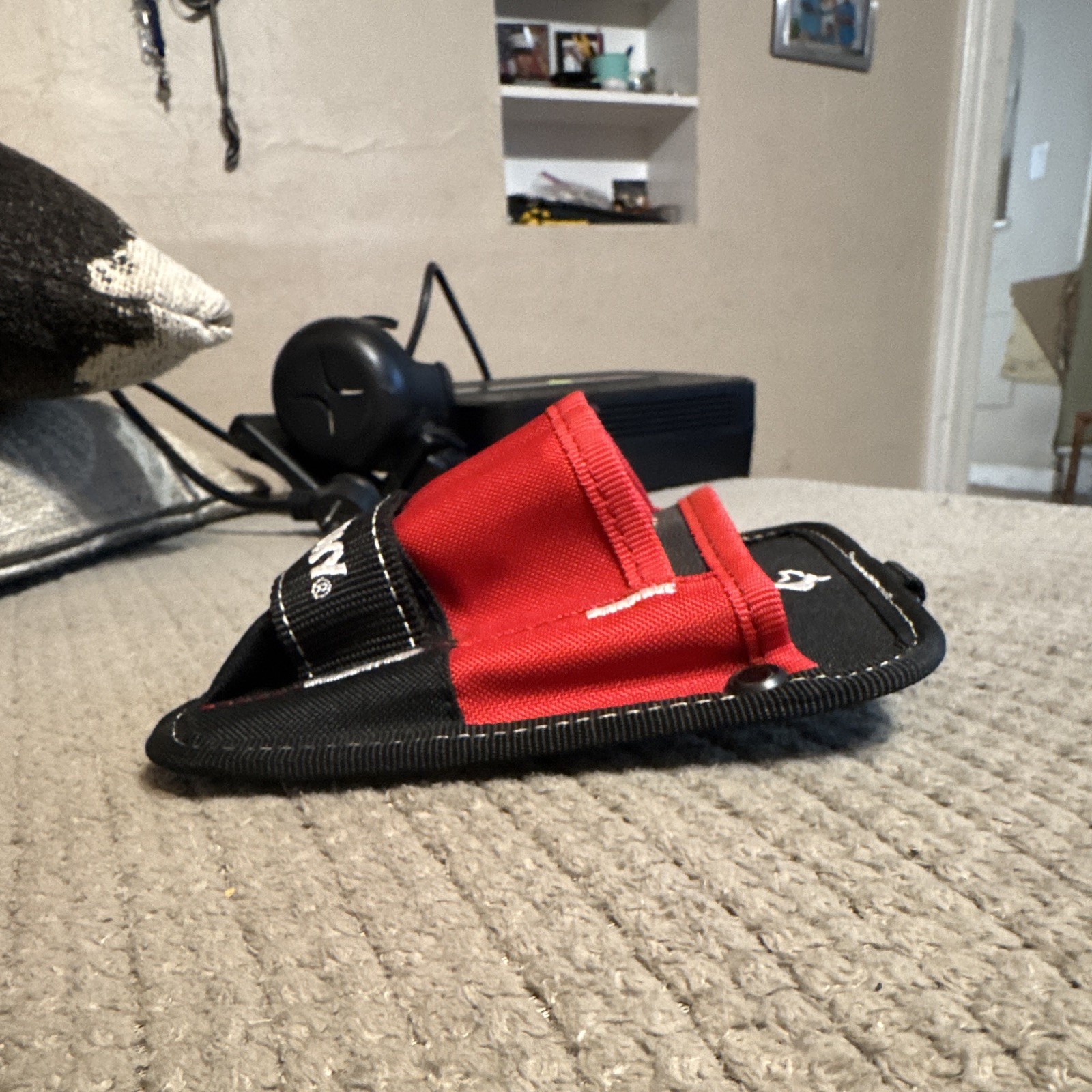 Husky 1001833206 Black/Red Fabric Tool Pouch Holster with Belt Clip Small