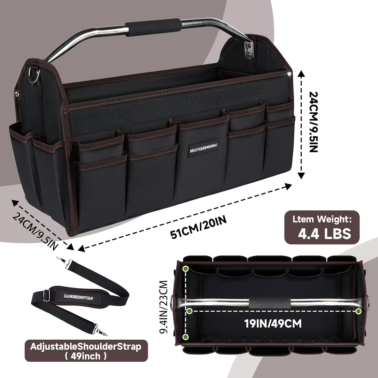 20 In Tool Carrier, Open Top Tool Tote 30 Pockets, Waterproof Tool Bag For Me…
