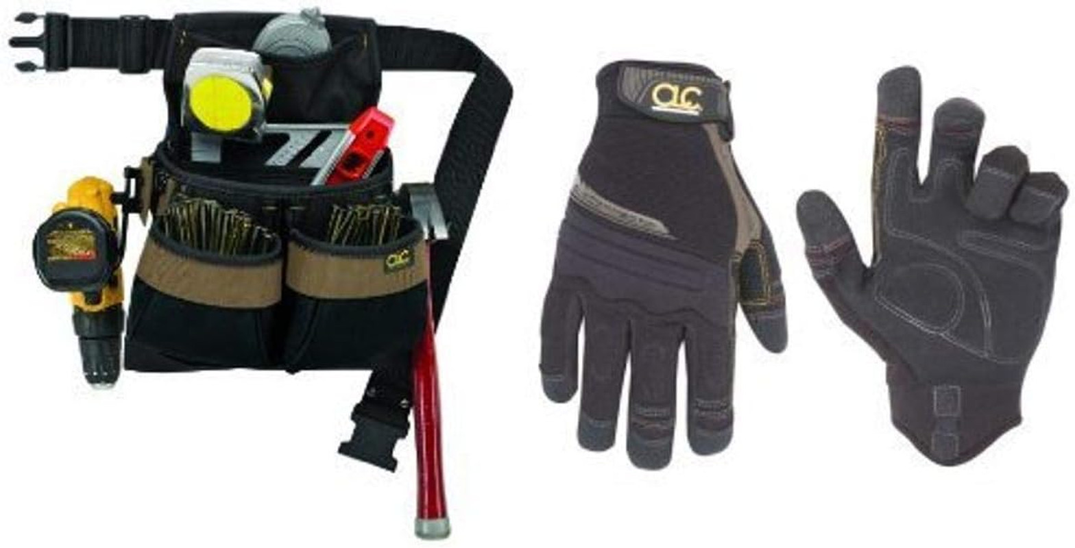 Framer’s Tool Bag with Belt & CLC Flex Grip Gloves – Medium Size Set