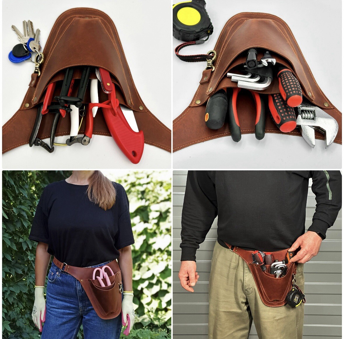 Leather Tool Belt for Florist/Gardener Tool Pouch, Tool Bag Leather Tool Pouch