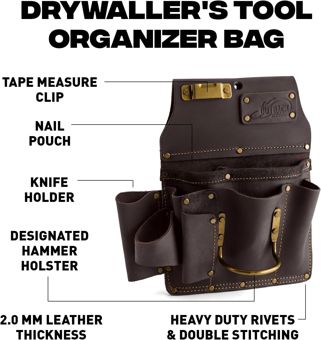 Ox Pro Full Grain Leather Pouch Double Stitching