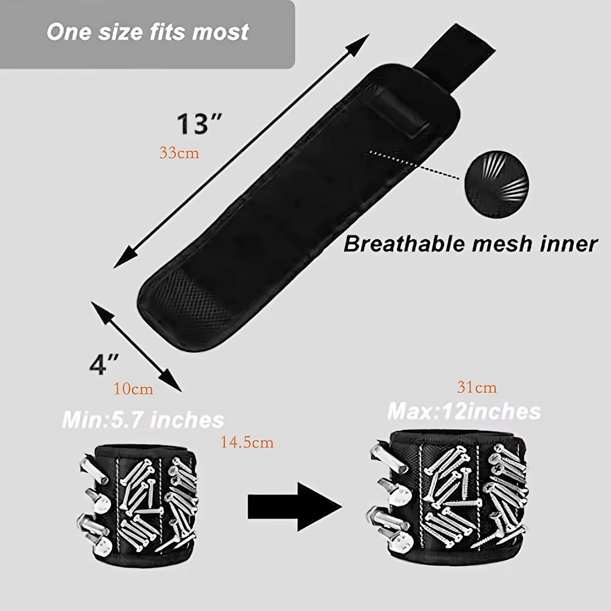 Magnetic Wristband for Holding Screws,Nails，Drilling Bits,Wrist Tool Holder