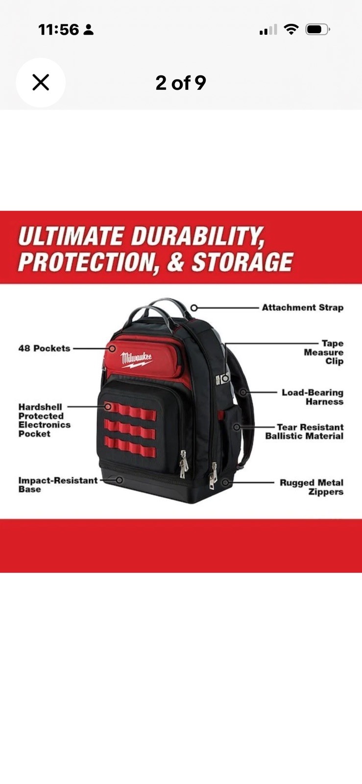 Milwaukee Tool 48-22-8201 Ultimate Jobsite Backpack